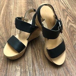 Marc Fisher sandals, 7 1/2, black w cork.